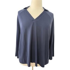 J.Jill Wherever Collection Navy V Neck Pullover, Size 2X